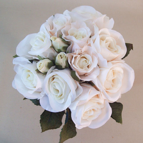 Vintage Silk Rose Bouquet Blush Peach 25cm - R707 L3