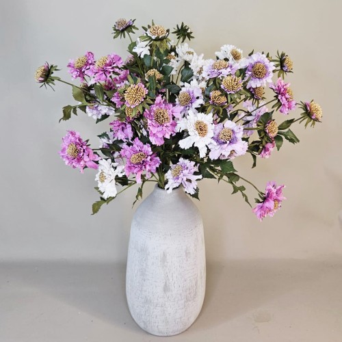 Silk Scabious Flowers Pink 73cm | Artificial Scabiosa - S013