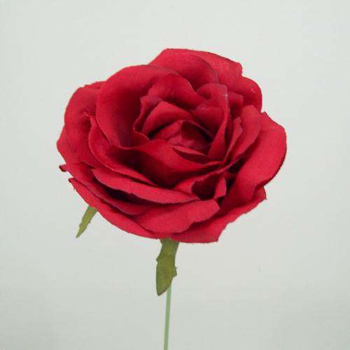 Silk Roses on Wire Stem Red 25cm - R036 O3 Silk Roses on Wire Stem Red 25cm - R036 O3