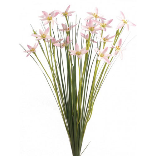 Artificial Star Flowers with Grass Pink 43cm - S091 O3