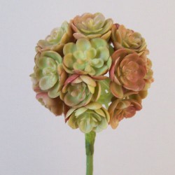 Artificial Succulents Ball on Stem Coral 44cm - S088 Q2