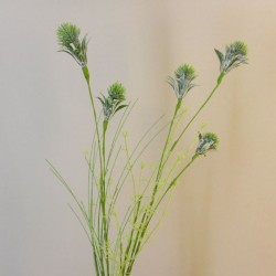 Green or Brown Meadow Wildflower Artificial Flocked Thistle Leaf Spray x 70cm 