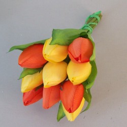 Artificial Tulips Bouquet Yellow and Orange 26cm - T070 FF2