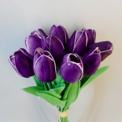 Artificial Tulips Bunch Aubergine Purple 36cm - T038 Q2