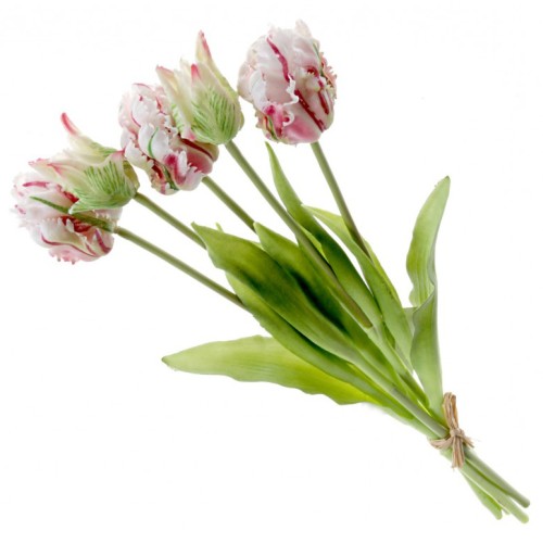 Real Touch Parrot Tulips Bundle Pink 40cm - T024 Real Touch Parrot Tulips Bundle Pink 40cm - T024