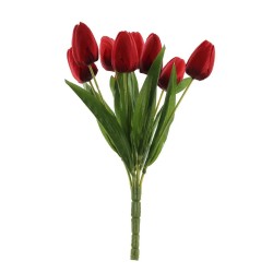 Artificial Tulips Bouquet 8 Stems Red 38cm - T008 LL3
