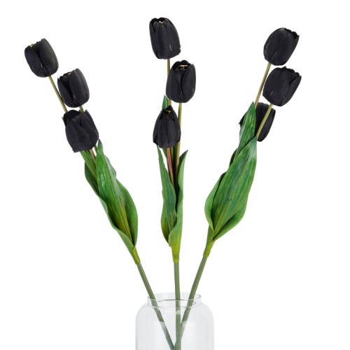 Tall Black Triple Tulip Stem 108cm - T005 Q1