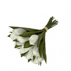 Artificial Tulips Bundle 18 Stems White 30cm - T045 LL4