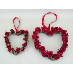 Vintage Rose Bud Hearts x 2 Red - R124 LL3