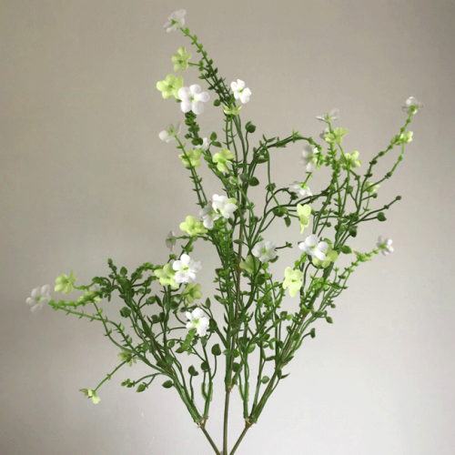 Artificial Wild Flowers Spray White Green 76cm - W050 