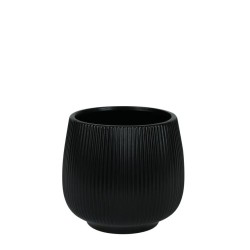 Lisbon Plant Pot Cover Matt Black 13cm - POT009 4E