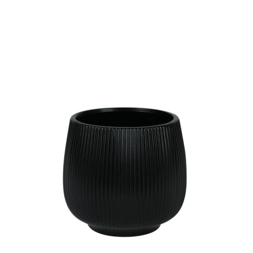 Lisbon Plant Pot Cover Matt Black 13cm - POT009 4E