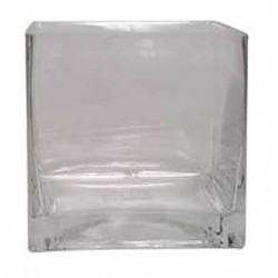 10cm Clear Glass Cube Vase - GL001 3B