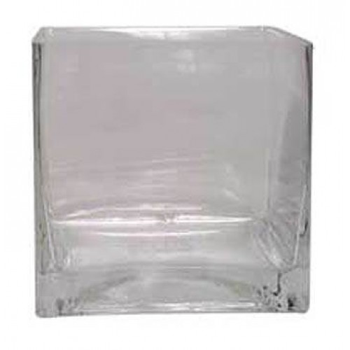 10cm Clear Glass Cube Vase - GL001 3B