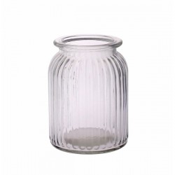 Ribbed Glass Vase 14.5cm Straight Sides - GL048 3D