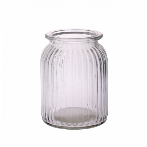 Ribbed Glass Vase 14.5cm Straight Sides - GL048 3D