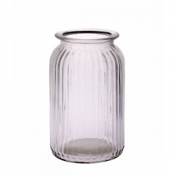 Ribbed Glass Vase 18.5cm Straight Sides - GL049 3D