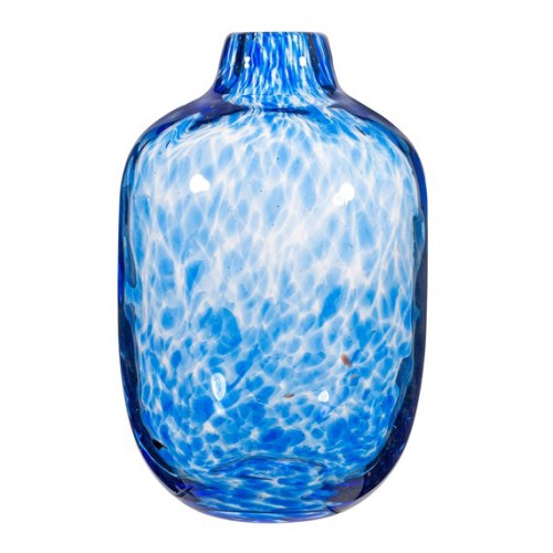 Large Blue Speckled Glass Vase 25cm - GL044 3C