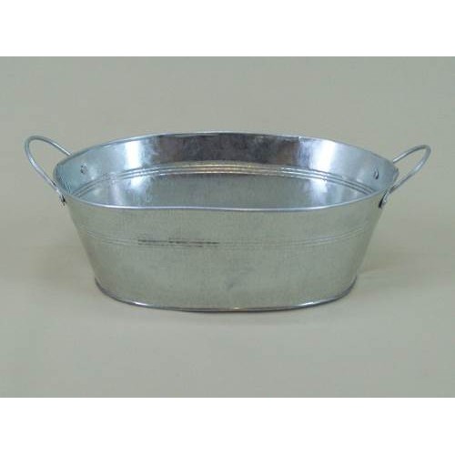 Galvanised Oval Flower Bowl - GAL005 