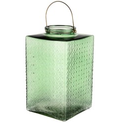 Large Pressed Glass Hurricane Lantern Green 35cm - GL143 3B