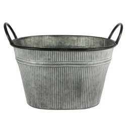 Zinc Trough Ribbed with Handles 33cm - TRO003 6E