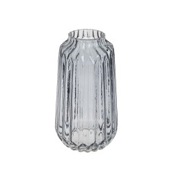 Ribbed Glass Vase 18.5cm Straight Sides - GL054 10