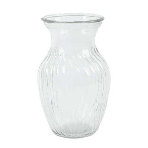 Ribbed Glass Sweetheart Vase 20cm - GL043 6B Ribbed Glass Sweetheart Vase 20cm - GL043 6B