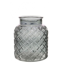 Ribbed Glass Vase 18.5cm Straight Sides - GL111 4E