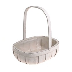 White Wood Trug Basket 28cm - BKT008