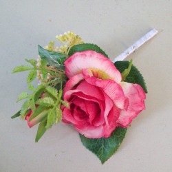 Lizzie Cottage Garden Boutonniere Buttonhole or Corsage Pink 17cm - R816 JJ4