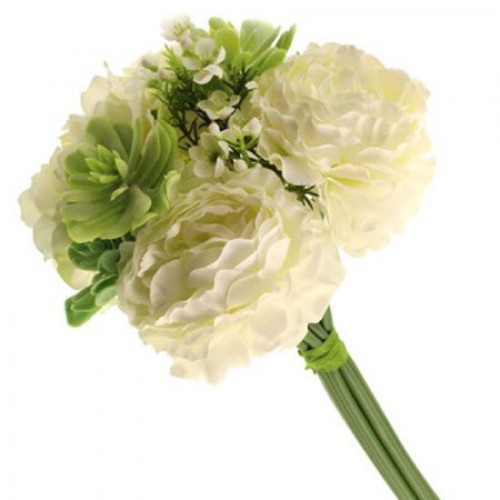 Camilla Peony Bouquet Cream Green 55cm - CAM004 BX8 Camilla Peony Bouquet Cream Green 55cm - CAM004 BX8