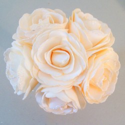 Foam Roses Wedding Posy with Glitter Summer Melon 21cm - R680 U3