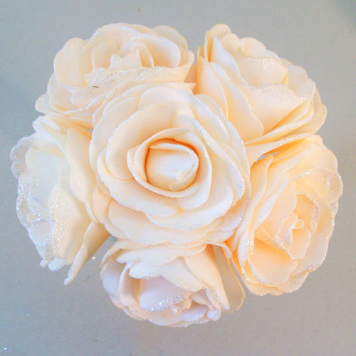 Foam Roses Wedding Posy with Glitter Summer Melon 21cm - R680 U3