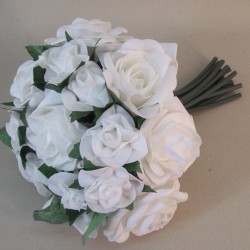 Mixed Foam Roses Posy White 28cm - R617 R1