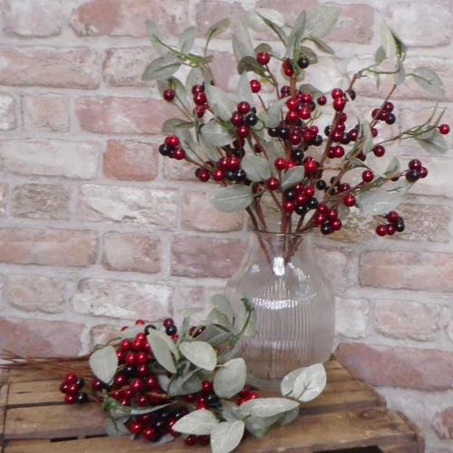 Artificial Christmas Berries Stem Two Tone Red 40cm - X22016 