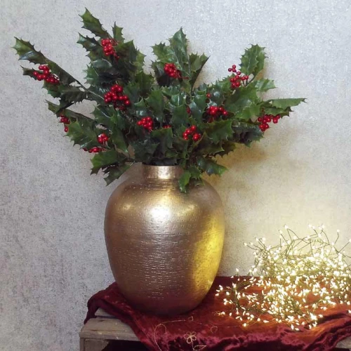 Artificial Holly Branch with Red Berries 51cm - X20002 BAY2C