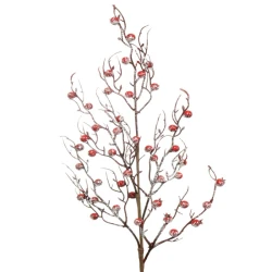 Artificial Rosehips Red with Snow and Glitter - X22003 BAY4C