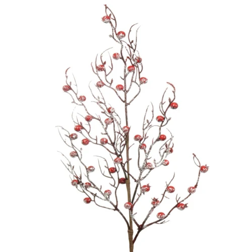 Artificial Rosehips Red with Snow and Glitter - X22003 BAY4C