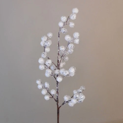 Artificial Snowberries Branch with Glitter Frosting 60cm - X21112 BAY4C