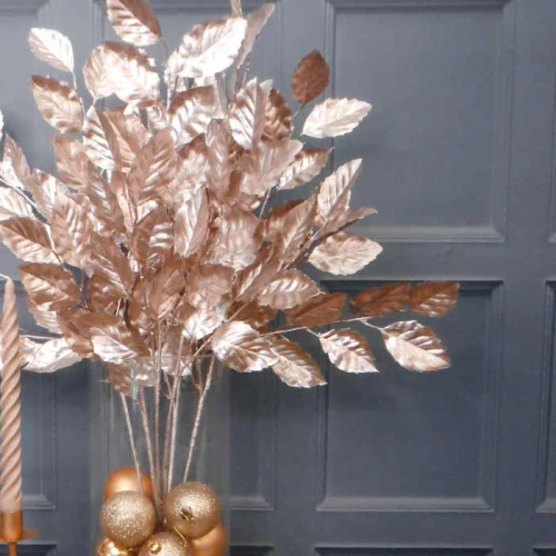 Rose Gold Metallic Bayleaves Spray 71cm - X22063 BAY2C