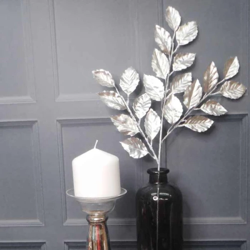 Silver Metallic Bayleaves Spray 71cm - X22056 BAY2C