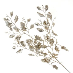 Glitter Christmas Holly Spray Champagne Gold 75cm - X22024