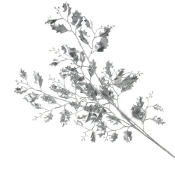Glitter Christmas Holly Spray Silver 75cm - X22022