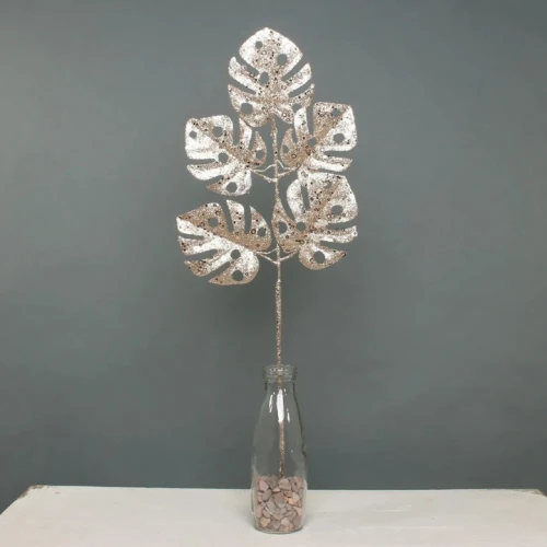 Glitter Monstera Leaves Champagne Gold 65cm - X25024