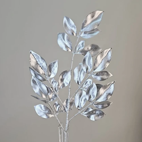 Metallic Bayleaves Spray Silver 71cm - X25057