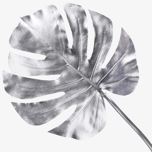 Metallic Monstera Leaf SIlver 80cm - X23043 BAY4B