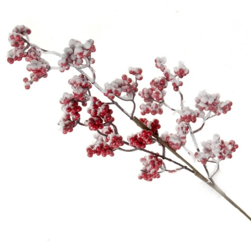 Artificial Christmas Berries Red with Snow 67cm - X22036  BAY4B