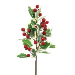 Artificial Holly Branch Variegated 62cm - X25030 BAY 3B