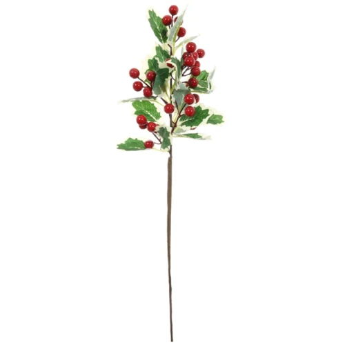 Artificial Holly Branch Variegated 62cm - X25030 BAY 3B