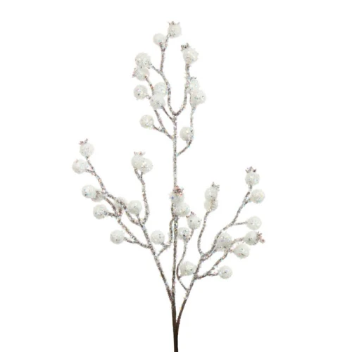 Artificial Snowberries Branch with Glitter Frosting - X21041